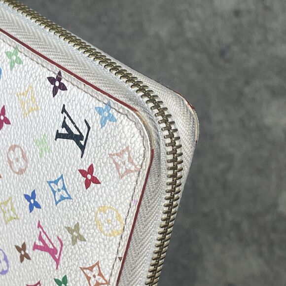 Louis Vuitton White Multicolor Coated Canvas Monogram Zippy Wallet Murakami - Picture 7 of 16